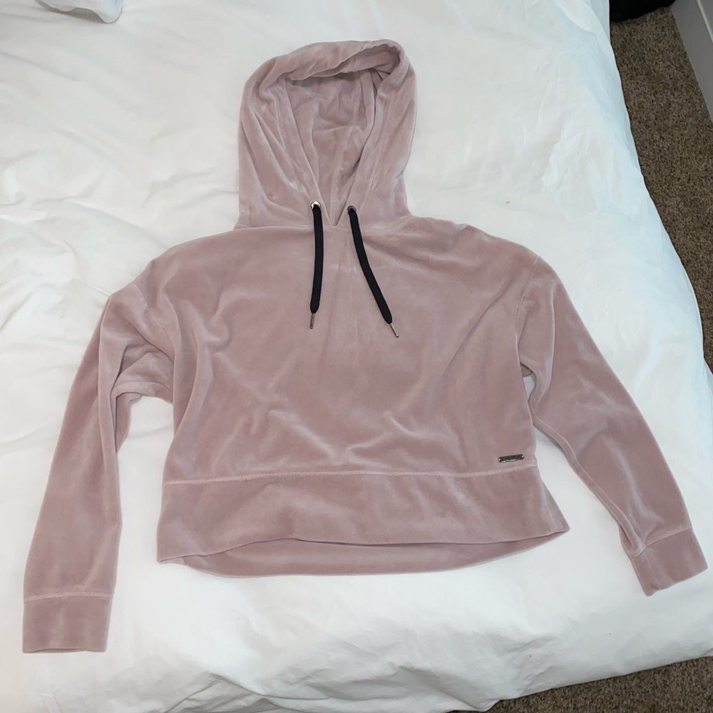 Calvin Klein Pink Velour Cropped Hoodie